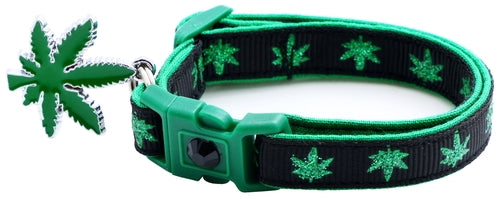 Marijuana Leaves Breakaway Cat Collar