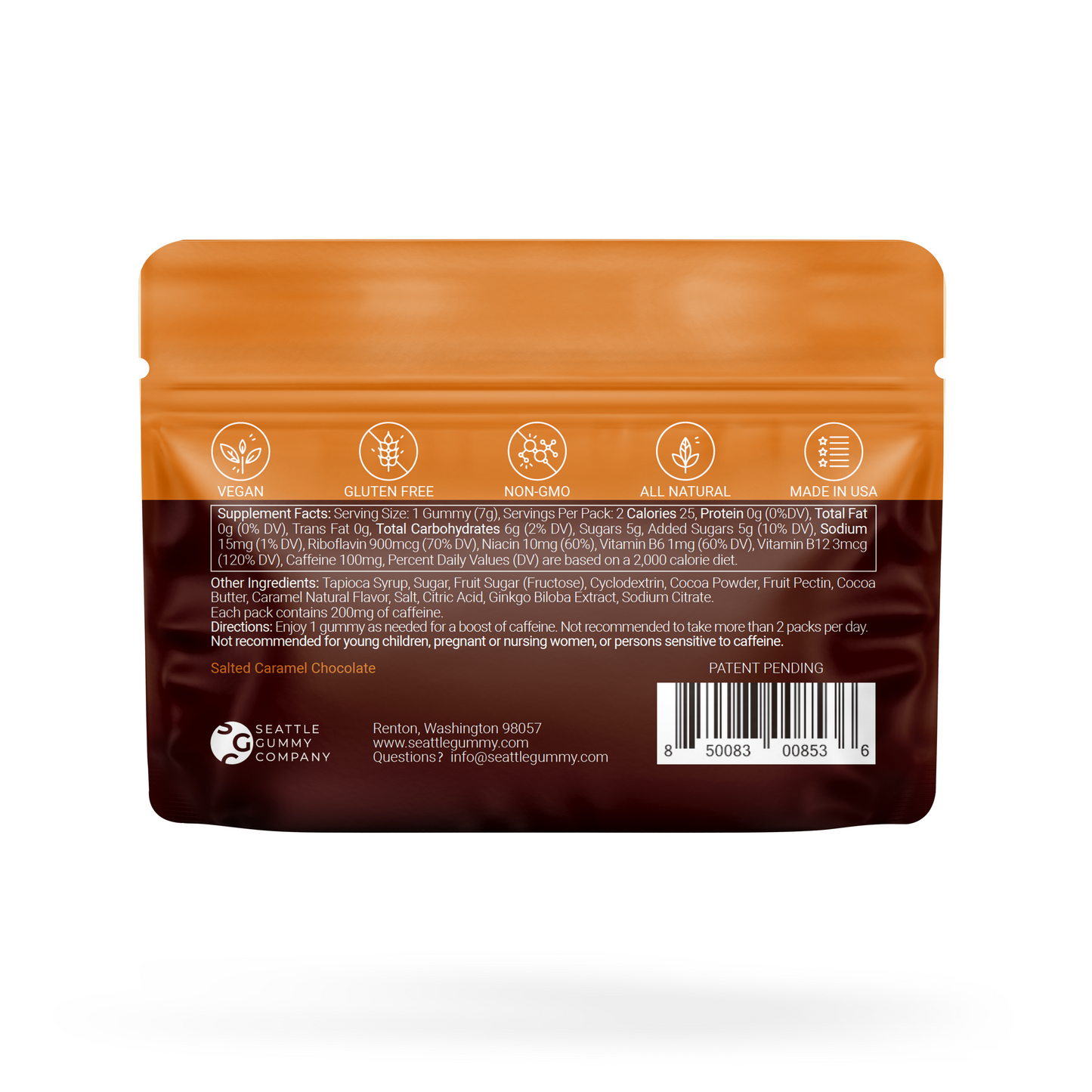 Mocca Shots Energy Gummies with Caffeine Salted Caramel 12 Pack